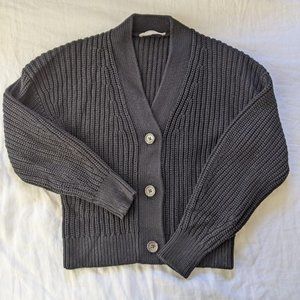 Everlane Texture Cotton Cardigan XS Black